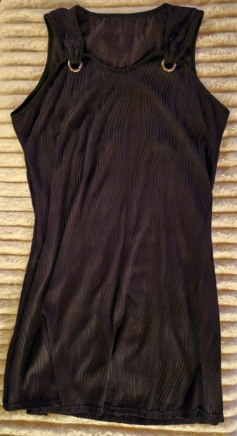 Women’s Black Sleeveless Summer Above The Knee Sexy Casual Beach Dress-Size 2XL