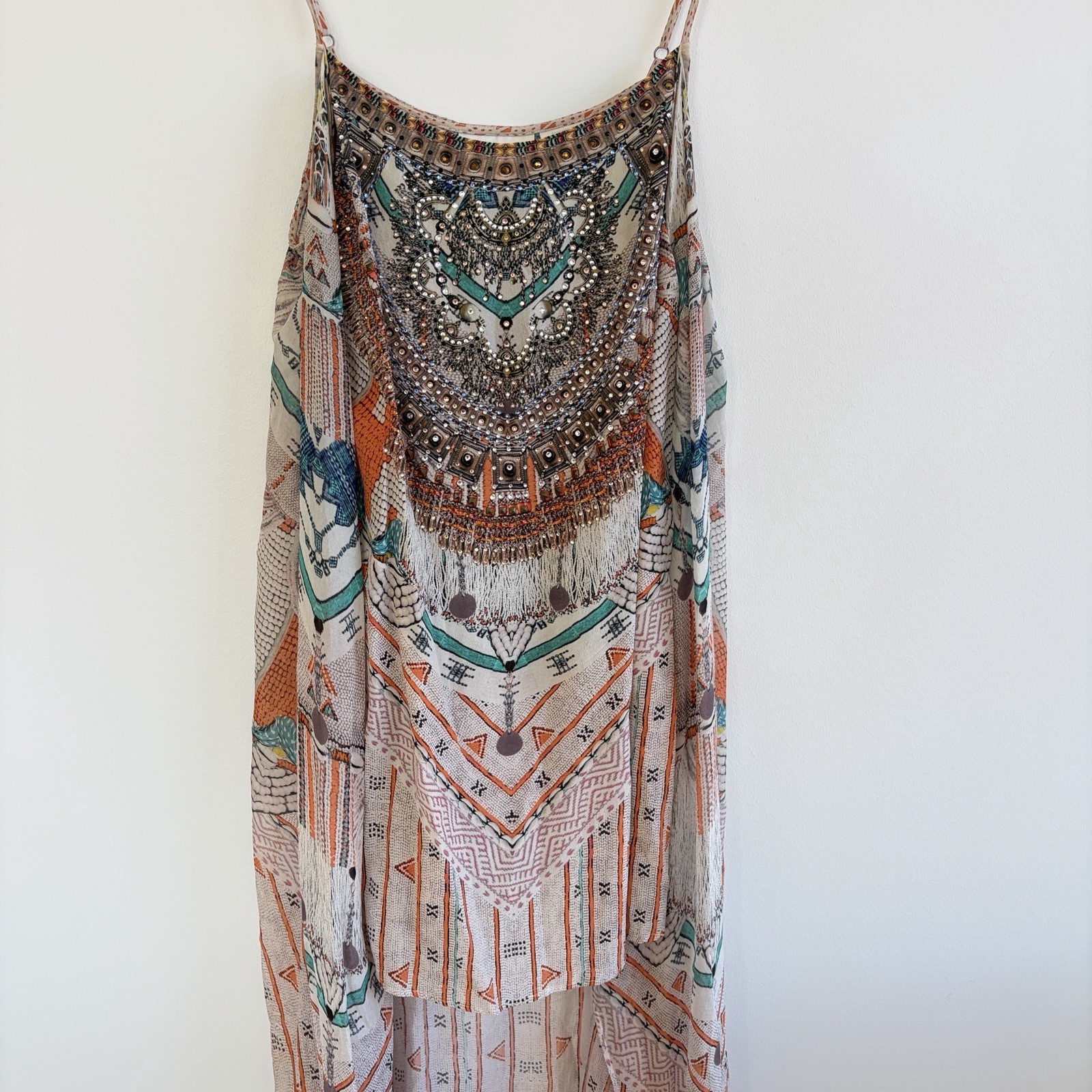 Camilla Dress Desert Rose Size Medium M Silk Overlay High Low Resortwear Flowy