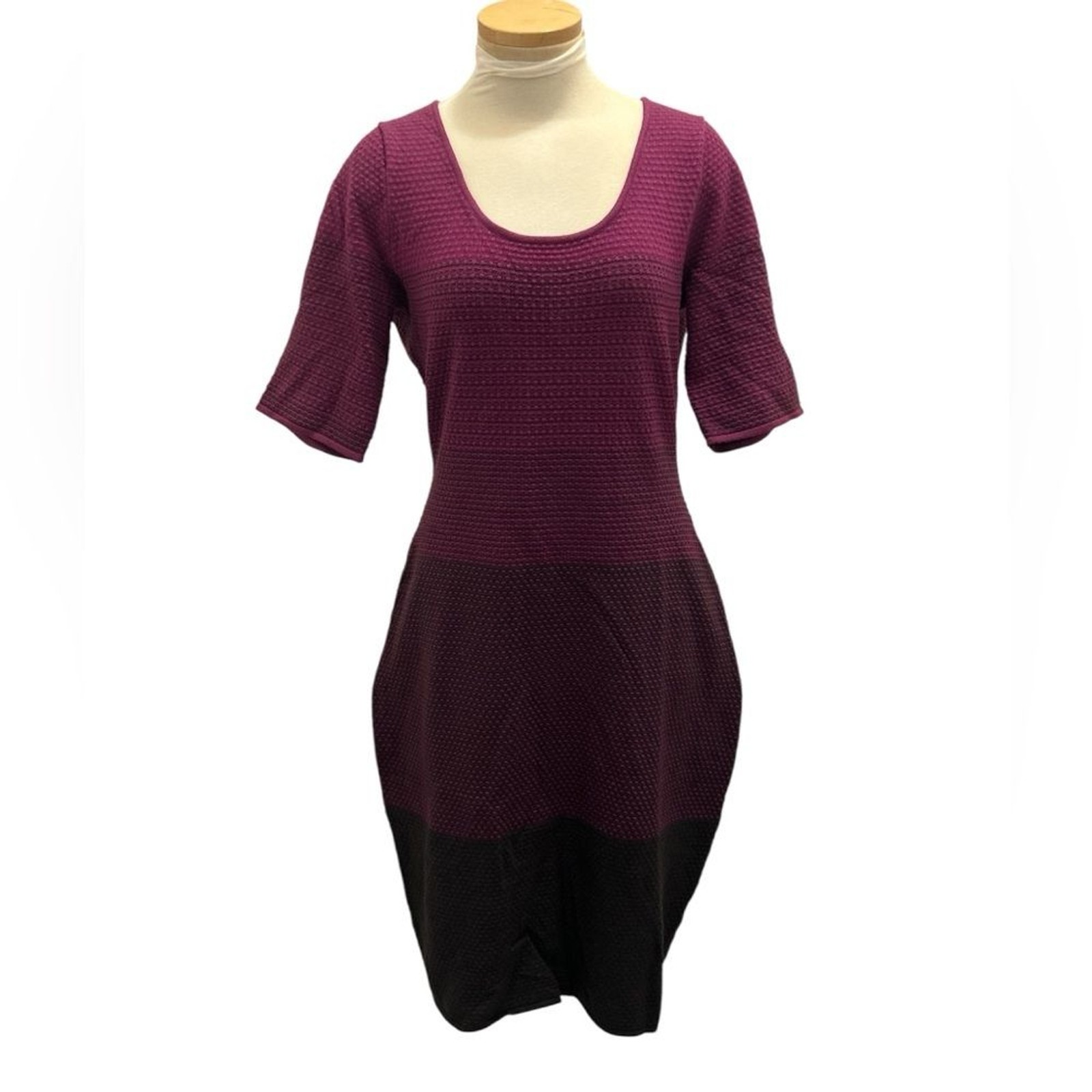 NYDJ Colorblock Ombre Scoop Neck Sweater Dress in Plum and Black Size 12