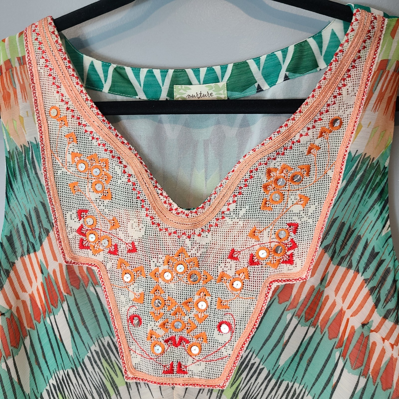 Y2K Vintage Maxi Dress Sz Large Gypsy Dreamy Beach Aztec Tribal Hippie Festival