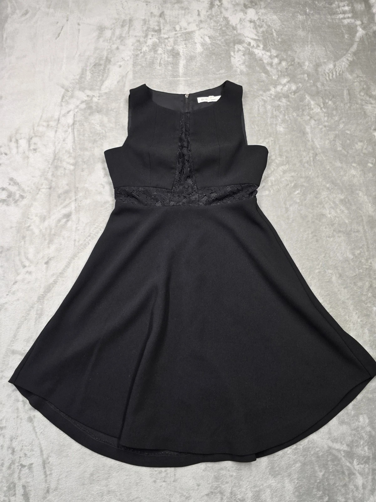 BCBGeneration A Line Shift Dress Womens 4 Black Sleeveless Midi Lined Zip