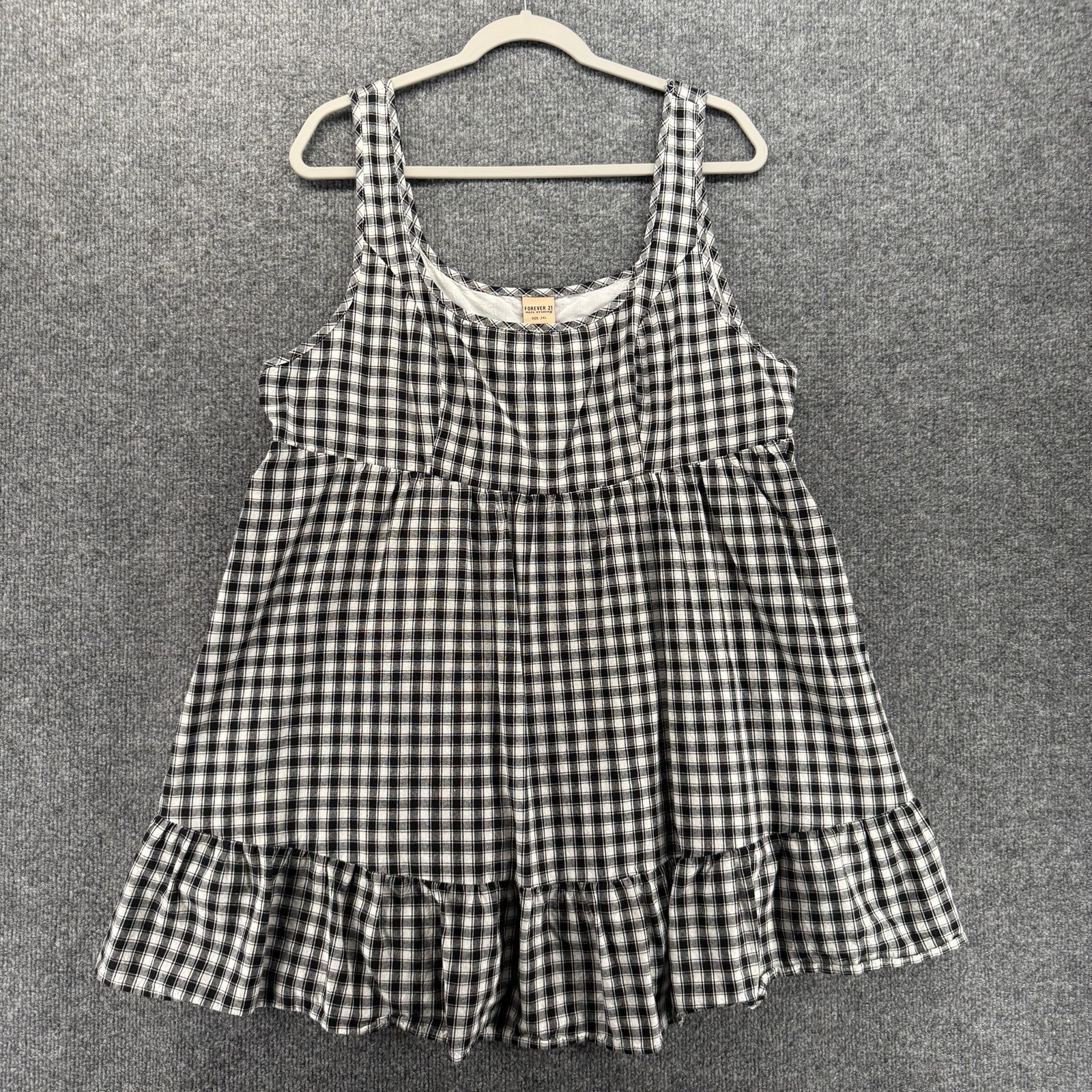 Women Dress Size 2XL Black White Squared Neck Fairy Cottagecore Mini Babydoll