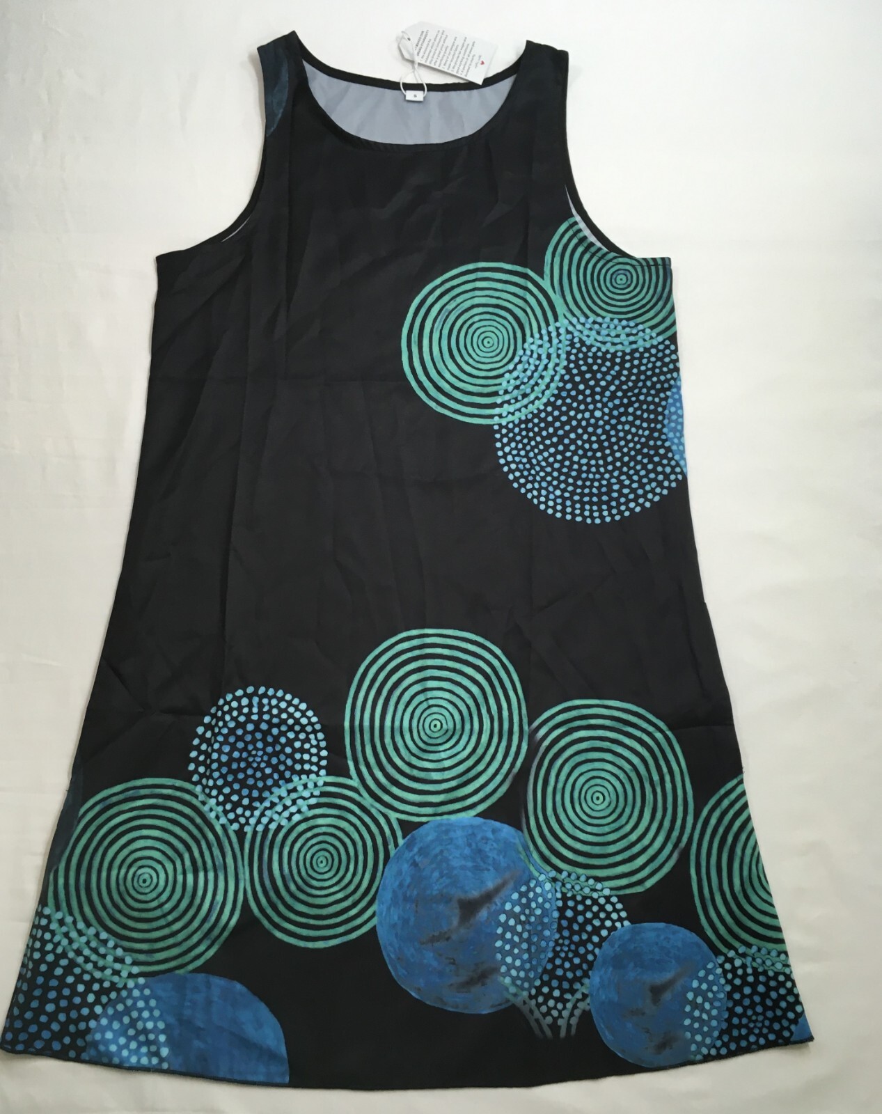 Made with Love Sundress Women’s Small Black w/Geometric Design Sleeveless Short