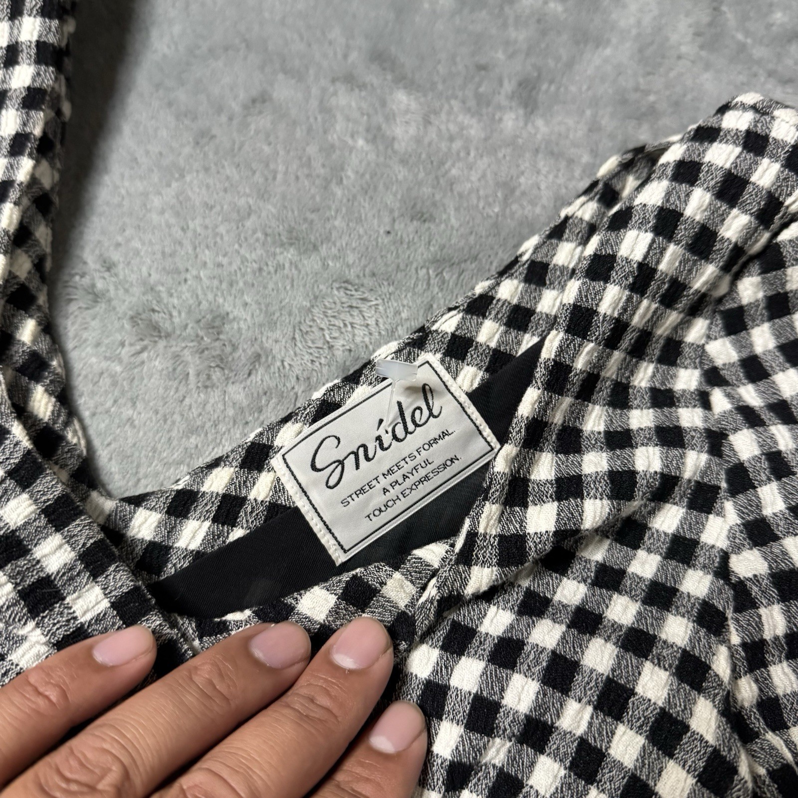 SNIDEL Dress Plaid Black Bow Back Womens Size 1 (Approx. S) Made In Japan