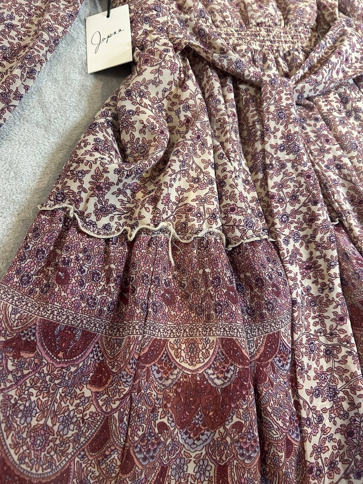 Japna NWT Western Layered Boho Chic Earthy Prairie Ultra-Feminine Mini Dress XS