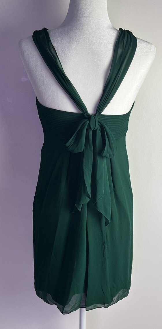 Vera Wang Lavender Label Silk Chiffon Party Cocktail Dress Emerald Green Sz 6
