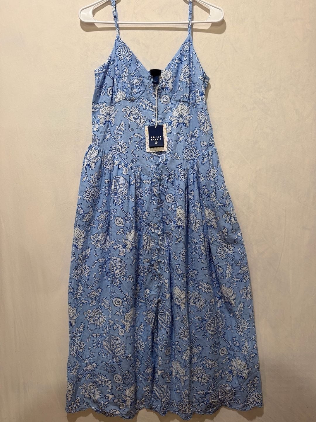 Roller Rabbit for Target Blue White Floral Print Midi Dress Size S