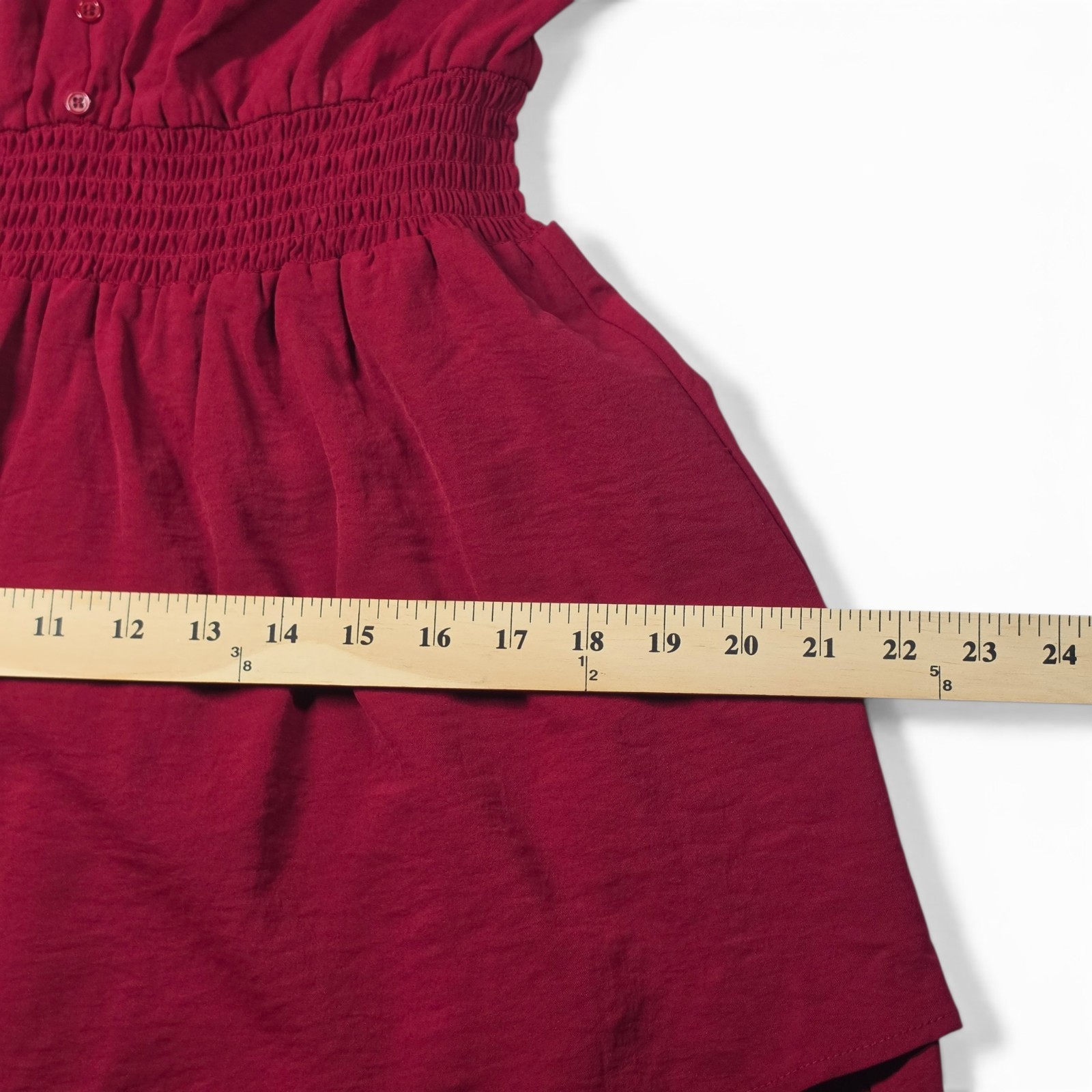 Lola Grace Women’s Burgundy Long Sleeve Smocked Waist Tiered Dress L NWT