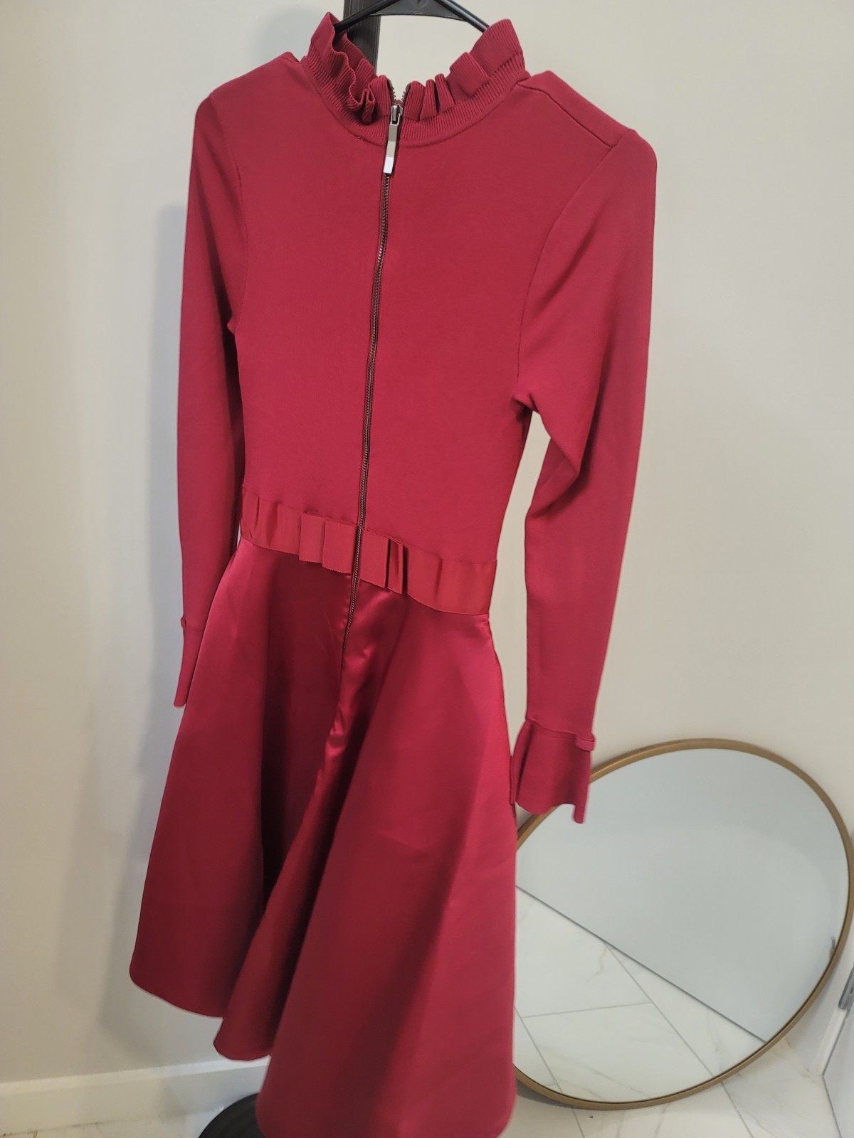 Ted Baker Red Zadi Frill Full Skirt Dress Sz Ted Sz 1/sz 4