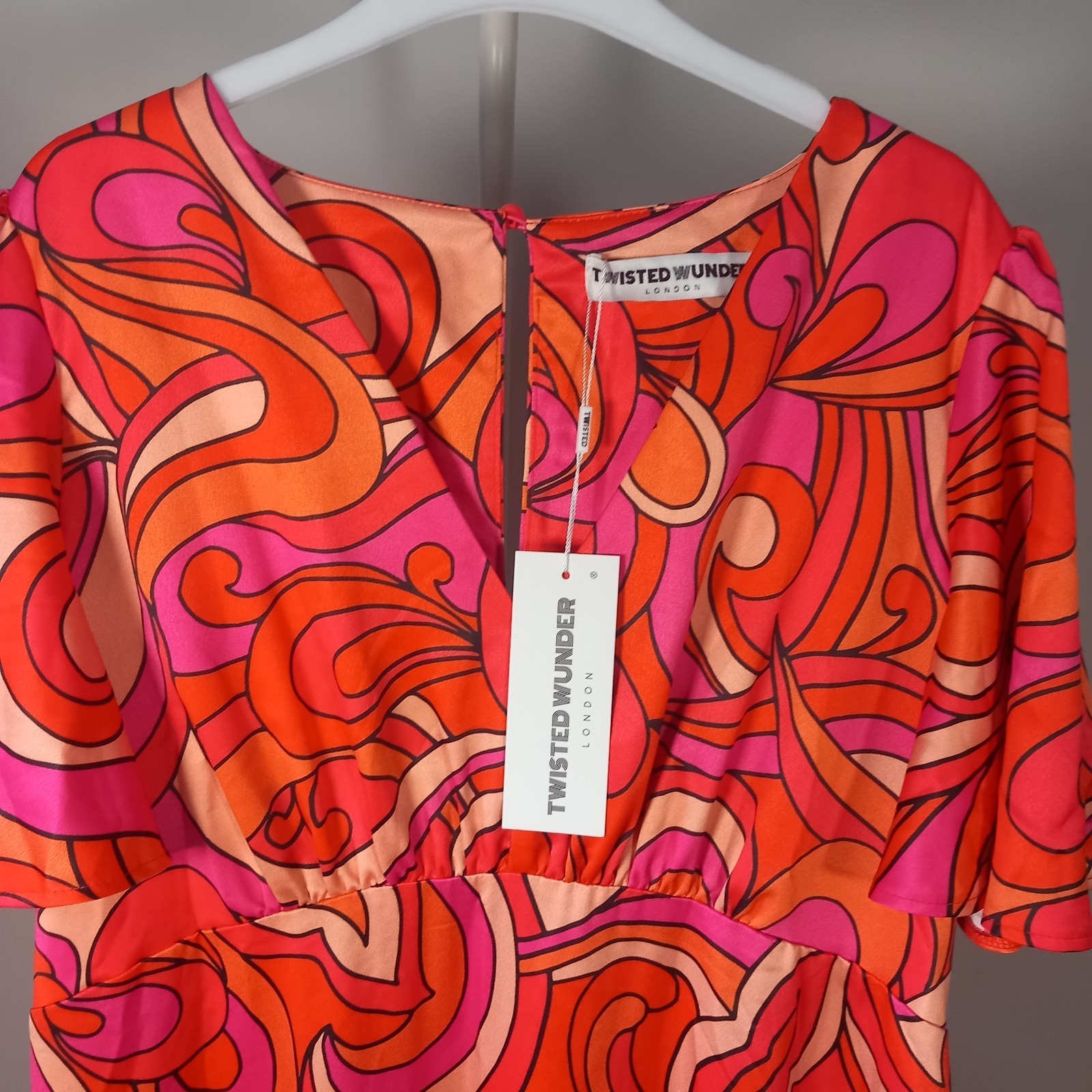 Twisted Wunder Maxi Dress Women’s NEW Orange Pink Size UK Size 20 BNWT