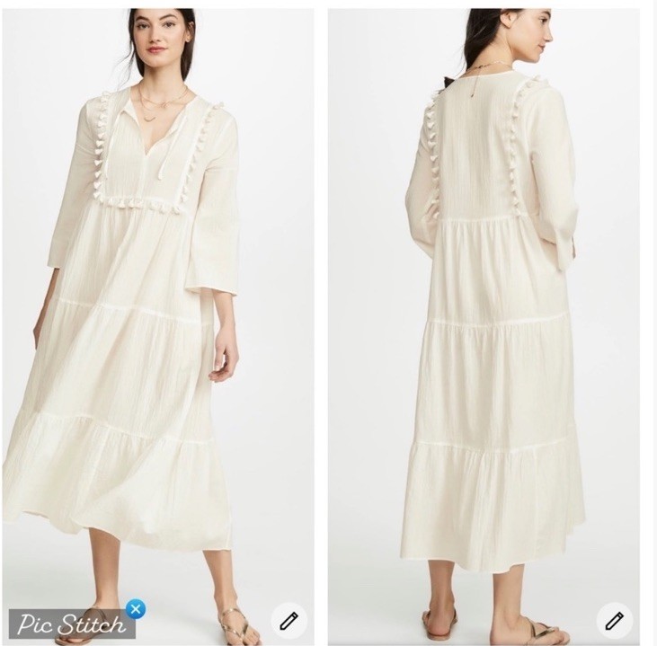 Madewell Laura Caftan Tiered Cover Up Dress Off White Lighthouse Boho Flowy XS