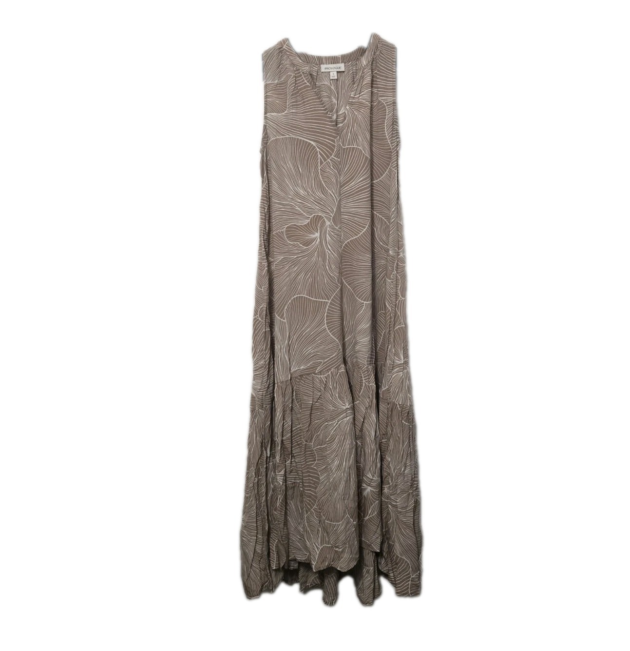 Prologue Abstract Floral Print Sleeveless Maxi Tiered Dress Sz Small Boho Casual