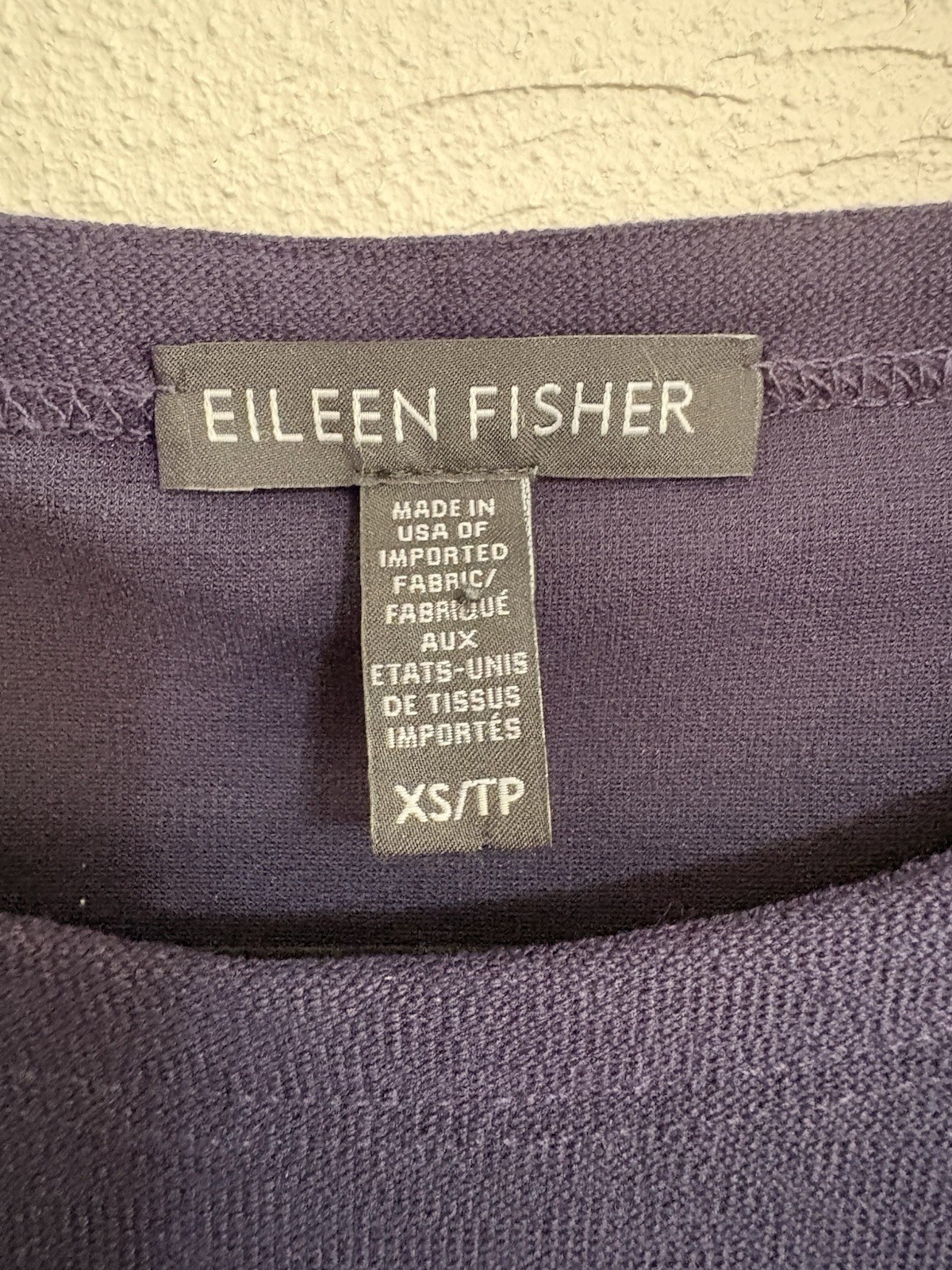 Eileen Fisher XS/TP Navy Washable Stretch Crepe Side Zip Shift Dress