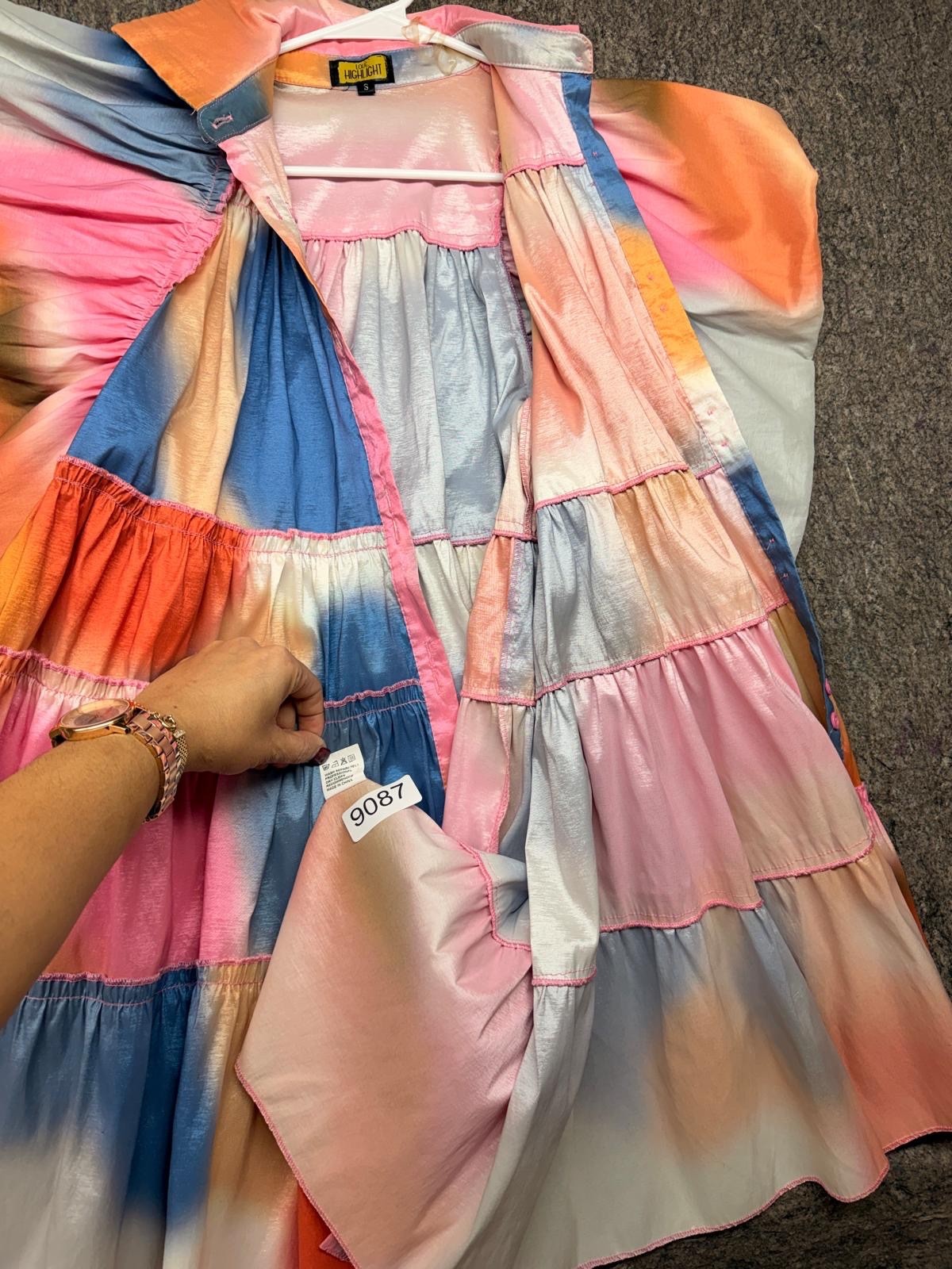 Love Highlight Dress Tie Dye Dramatic Balloon Sleeves Size S