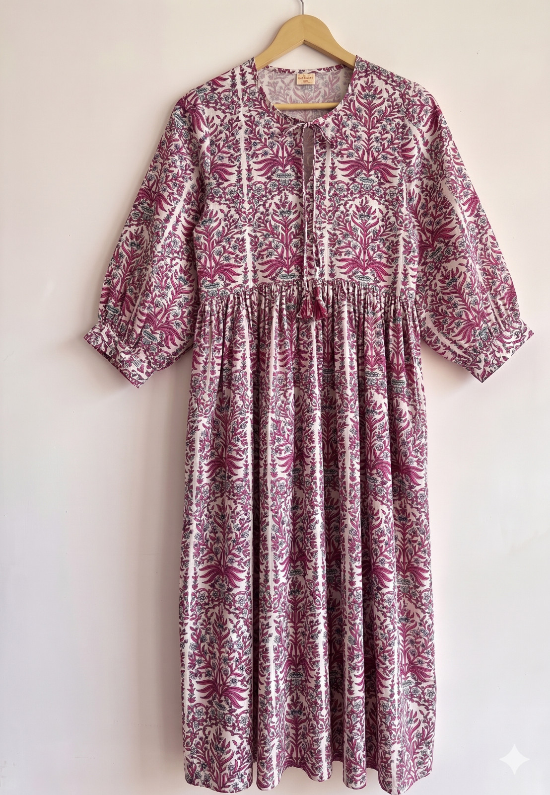 Cotton Dress for Women’s Floral Printed Midi Summer Dressing Gown (Black)