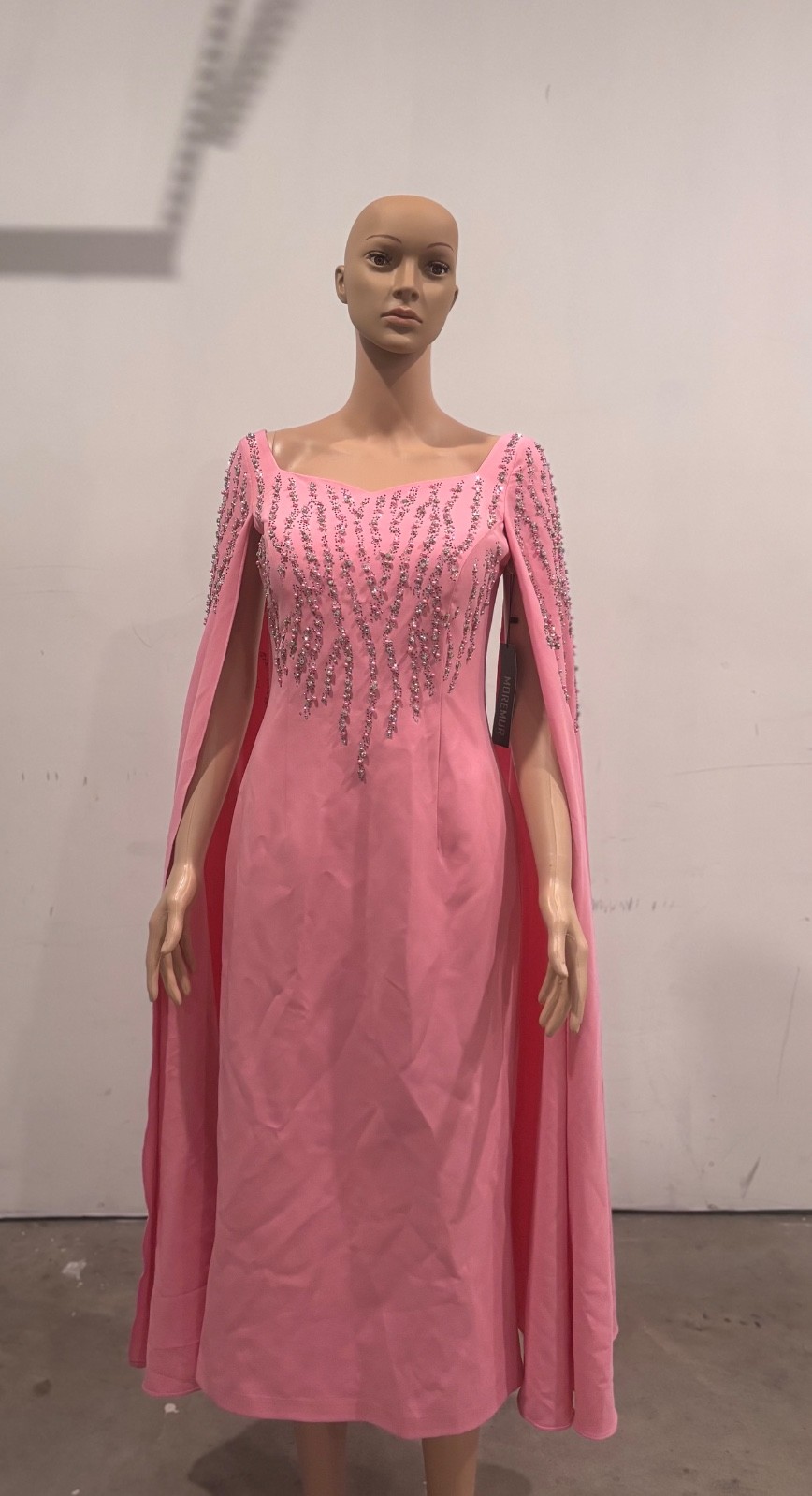 Blush Pink Cape Sleeves pink stoned turkey dress. Small. Turkish size 40