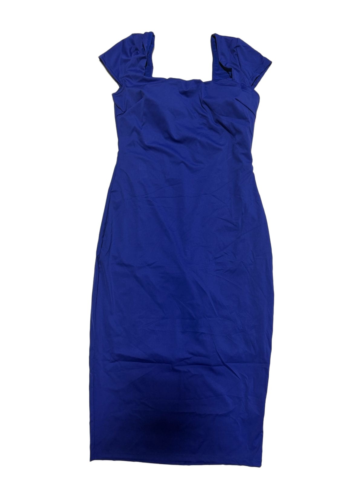 Popilush Built-In Shapewear Bodycon Midi Dress Womens XL Royal Blue Cap Sleeve N