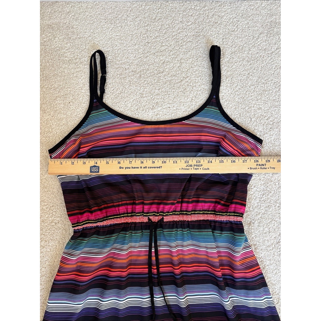 Athleta Havana Striped Midi Dress Travel Wanderluxe Fabric Lightweight Medium
