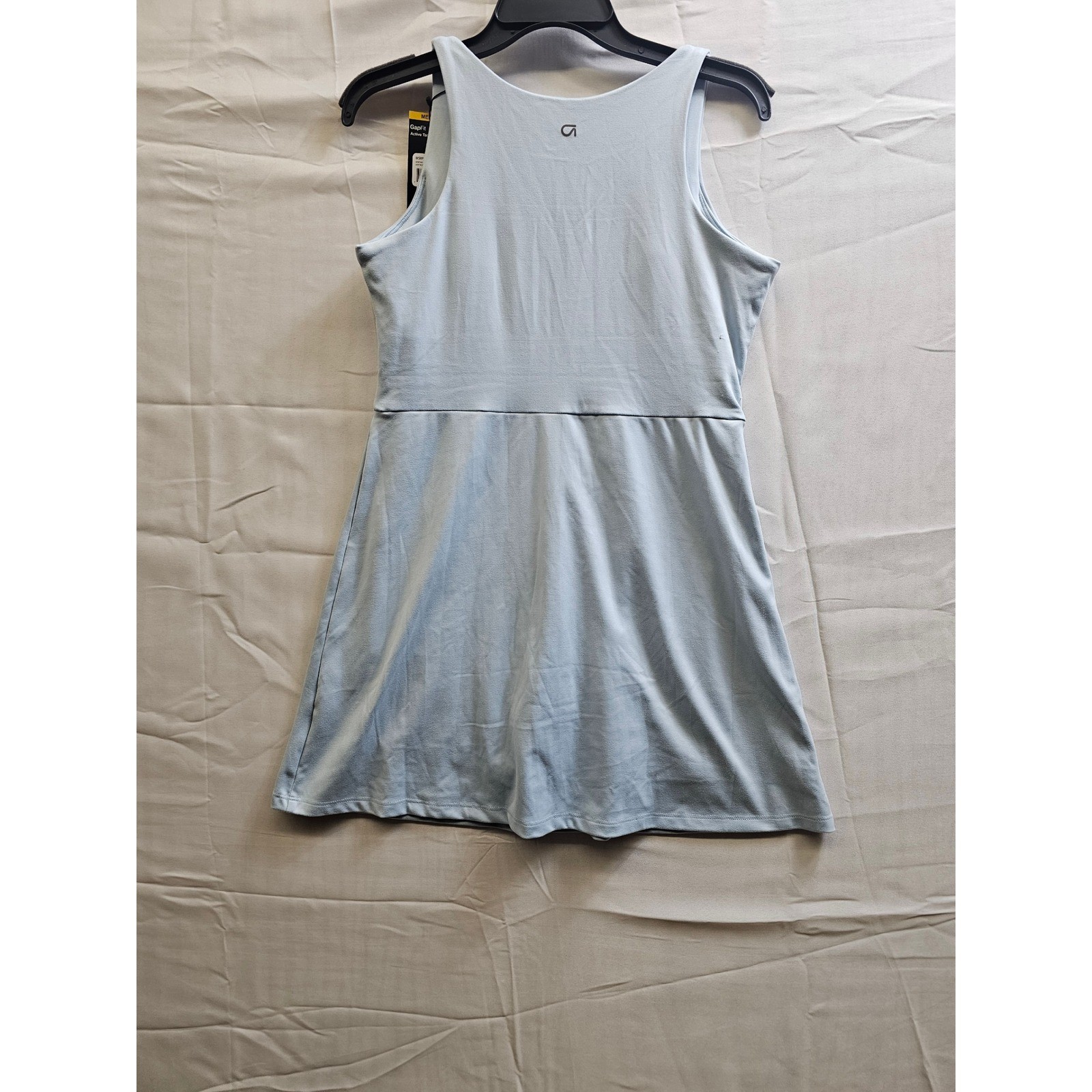 GapFit Active Tank Dress Womens Medium Light Blue V-Neck Shelf Bra Inner Shorts
