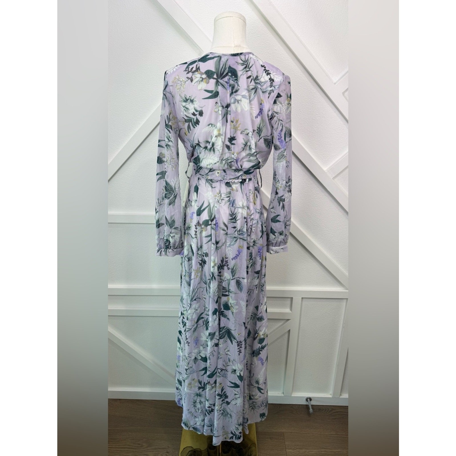 NWT Ivy City Co Lavender Fields Faux Wrap Maxi Dress Size Small Purple Floral