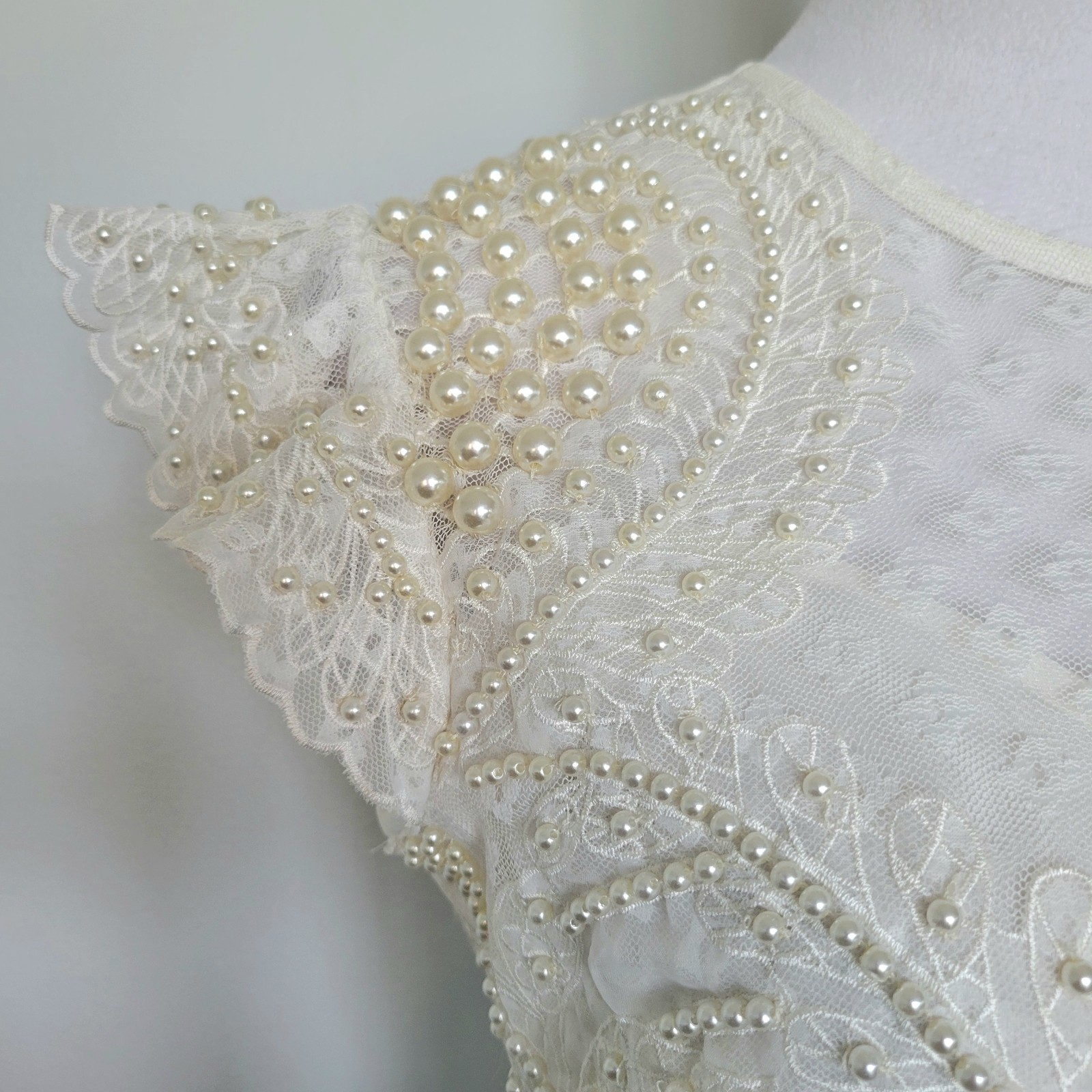 NWT ASOS LUXE Ivory Pearl Embellished Lace Bridal Wedding Cocktail Dress Sz 8