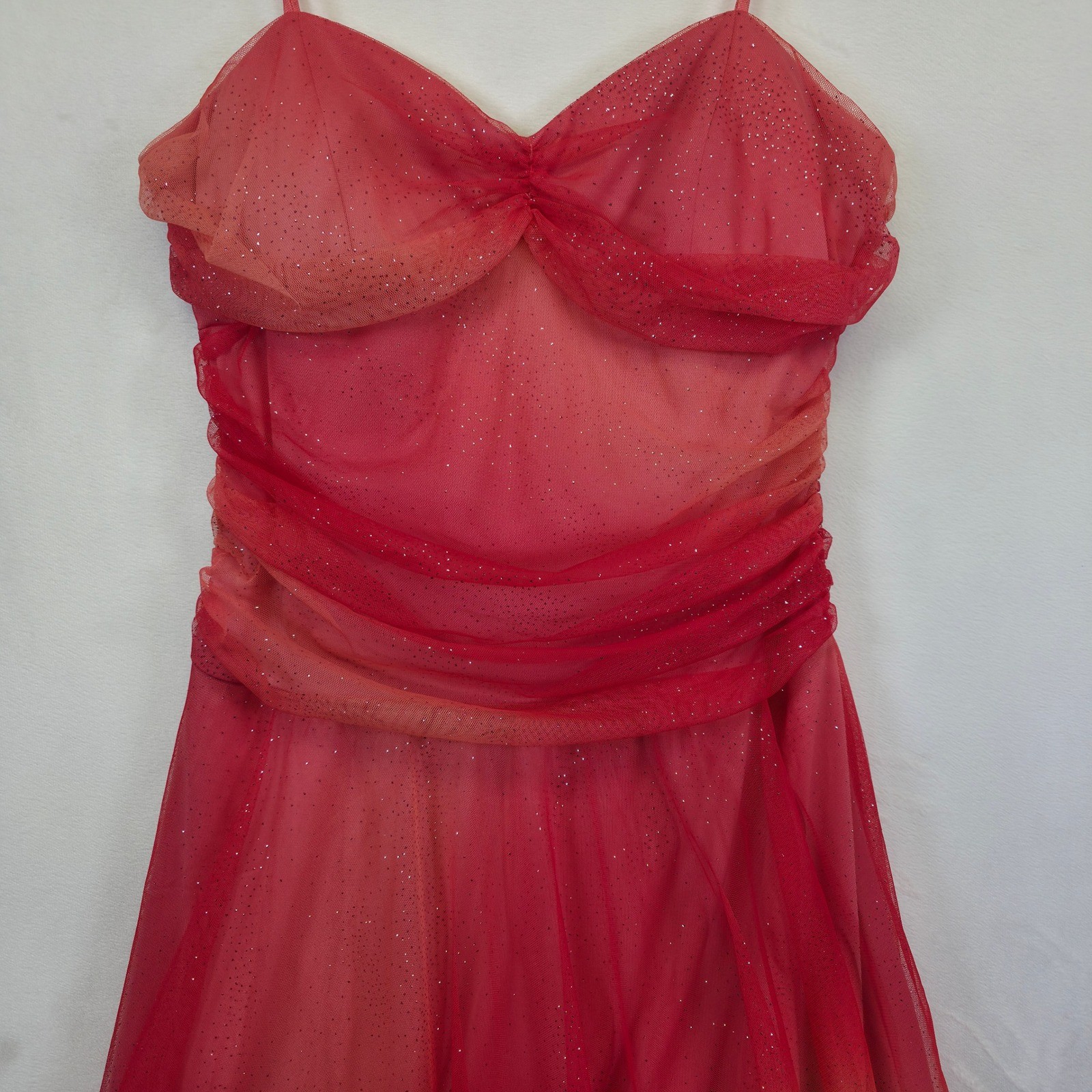 Y2K City Triangles Dress Womens 9 Pink Mesh Glitter Coquette Prom Formal Dance