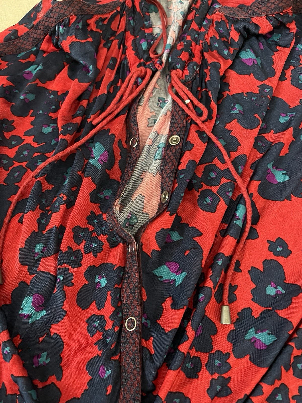 Free People Love Letter Tunic Mini Dress, Medium, Red Multi, Drape