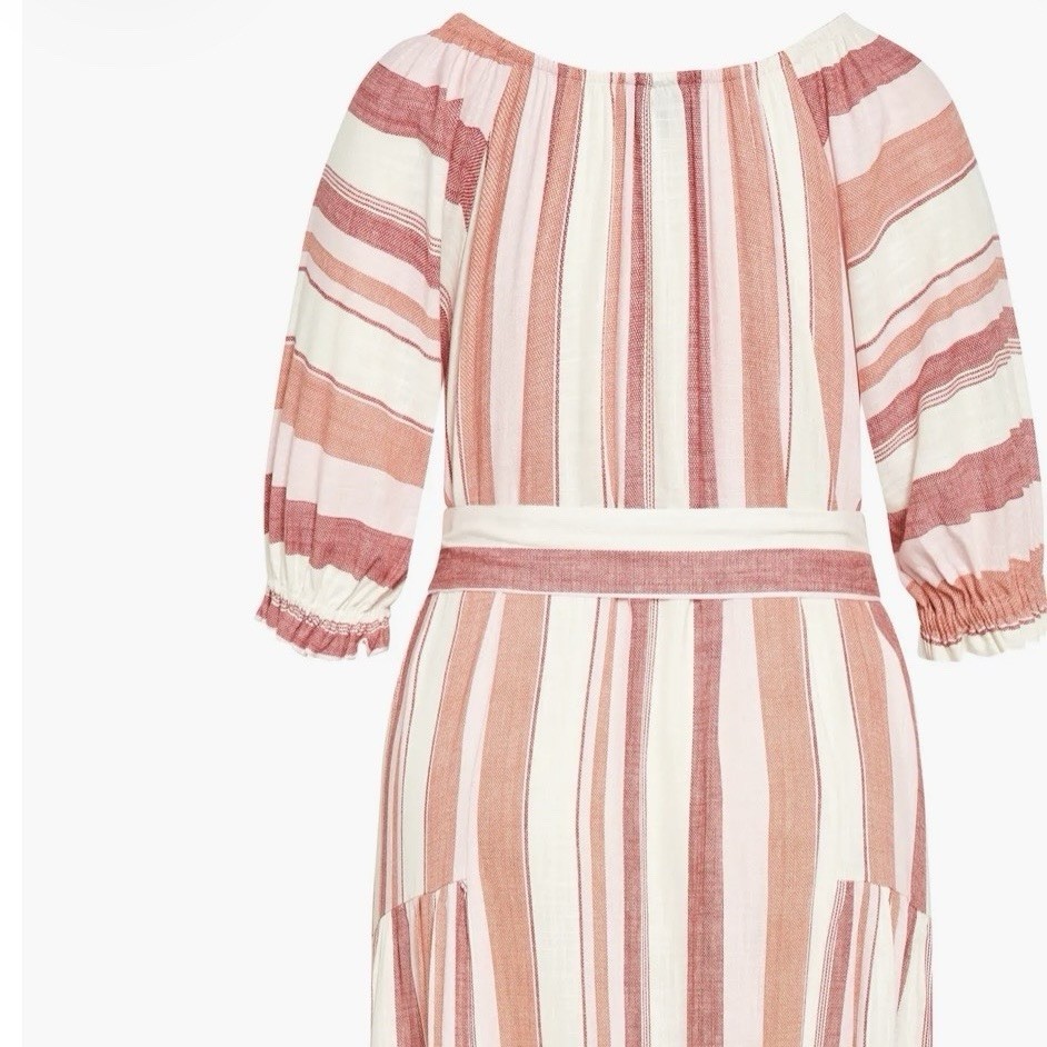City Chic Linen Jemima Stripe Maxi Dress, 24, Boho, Balloon Sleeve Casual, New