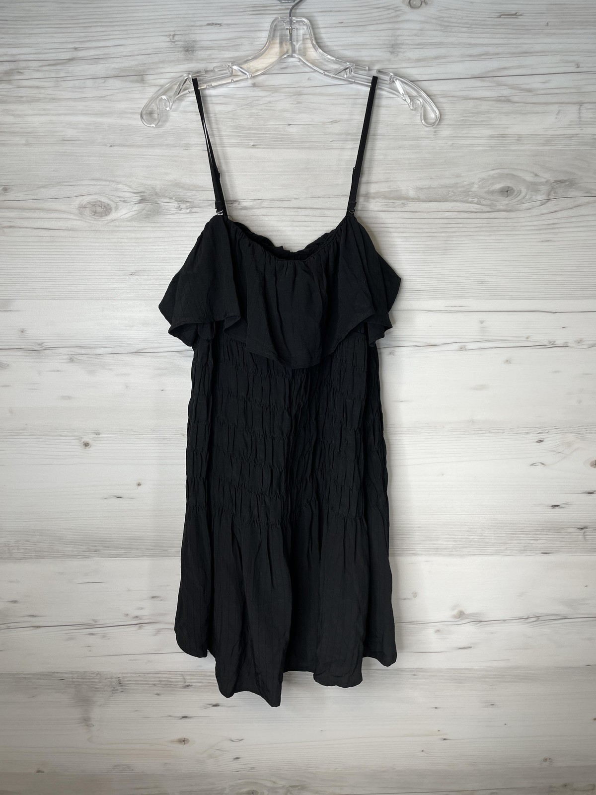 Future Collective Dress Womens Large Black Smocked Ruffle Strappy Sundress