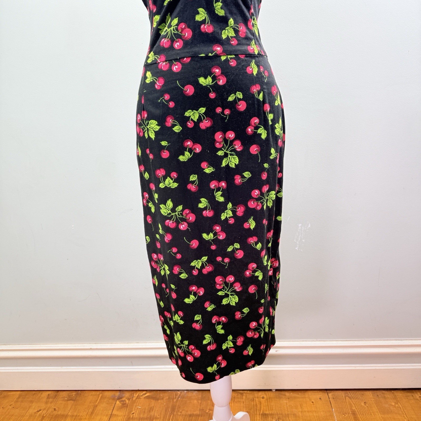 Pinup Couture Cherry Print Wiggle Dress L 50s Rockabilly Pin Up Retro