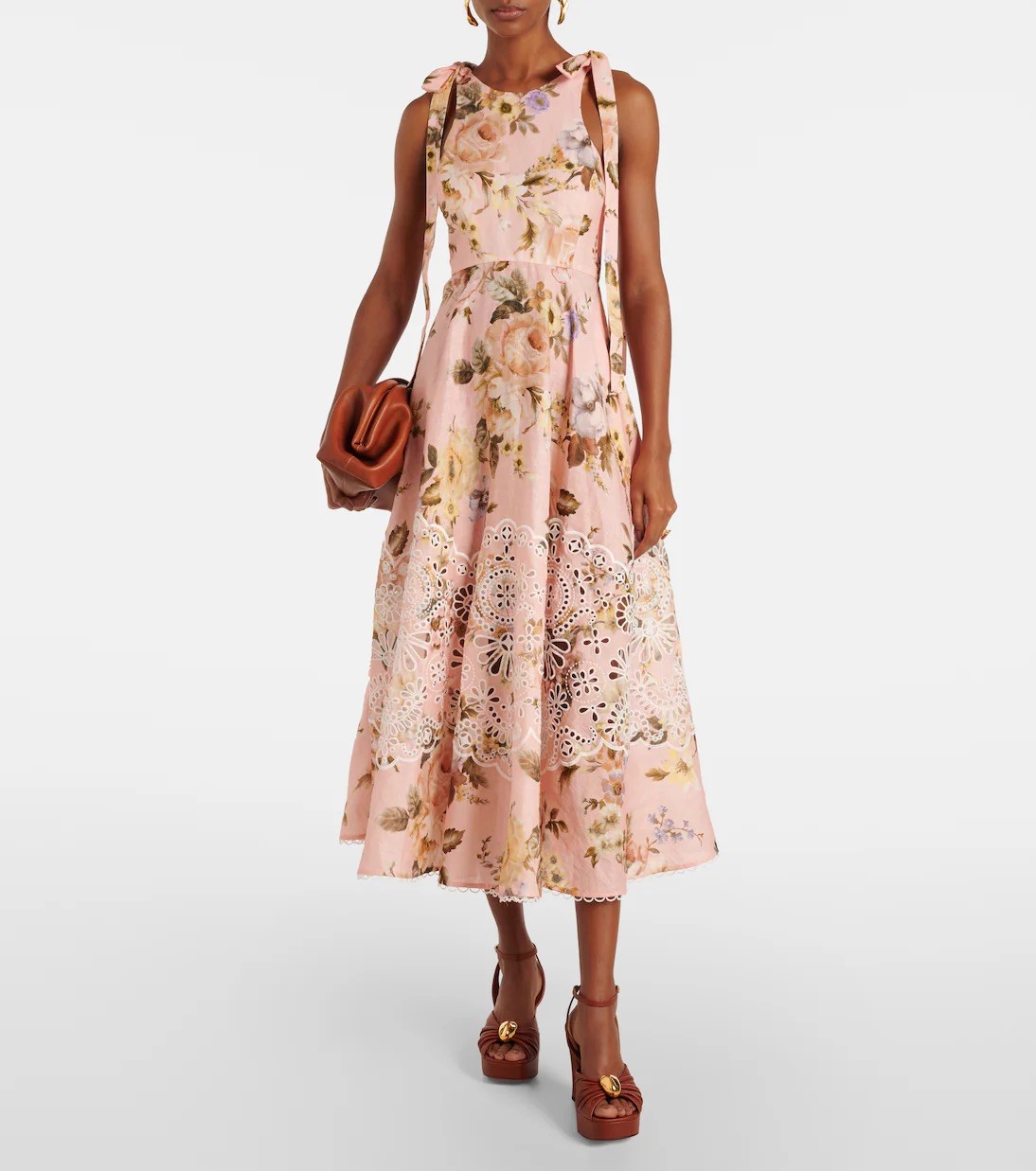 Zimmermann Acacia Broderie Midi Pink Floral Dress Size 3