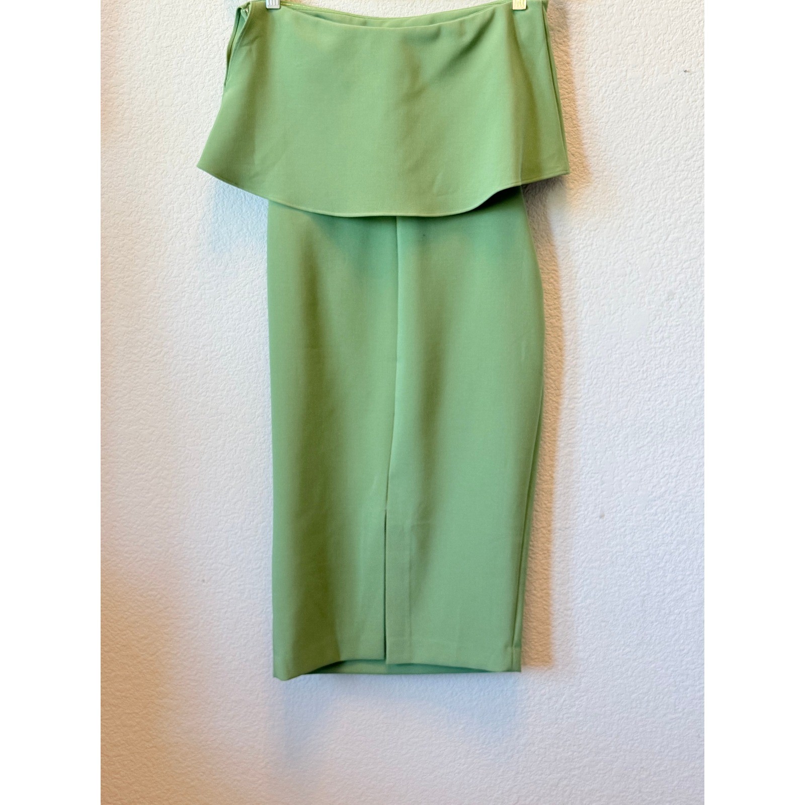 Likely Driggs Strapless Ruffle Overlay Midi Dress Womens Size 4 Green