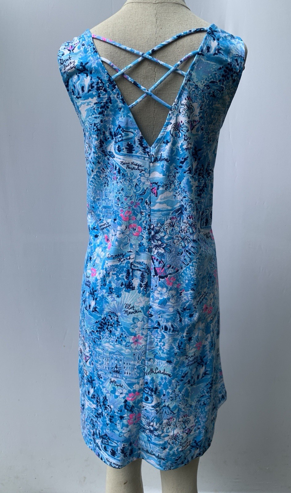 Lilly Pulitzer Kristen Dress Medium Blue Lilly Loves North Carolina Sleeveless