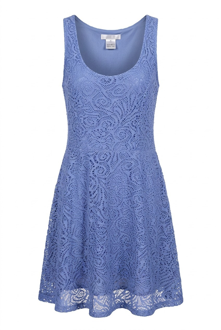Apt. 9 periwinkle/light blue sleeveless lace overlay fit-and-flare dress