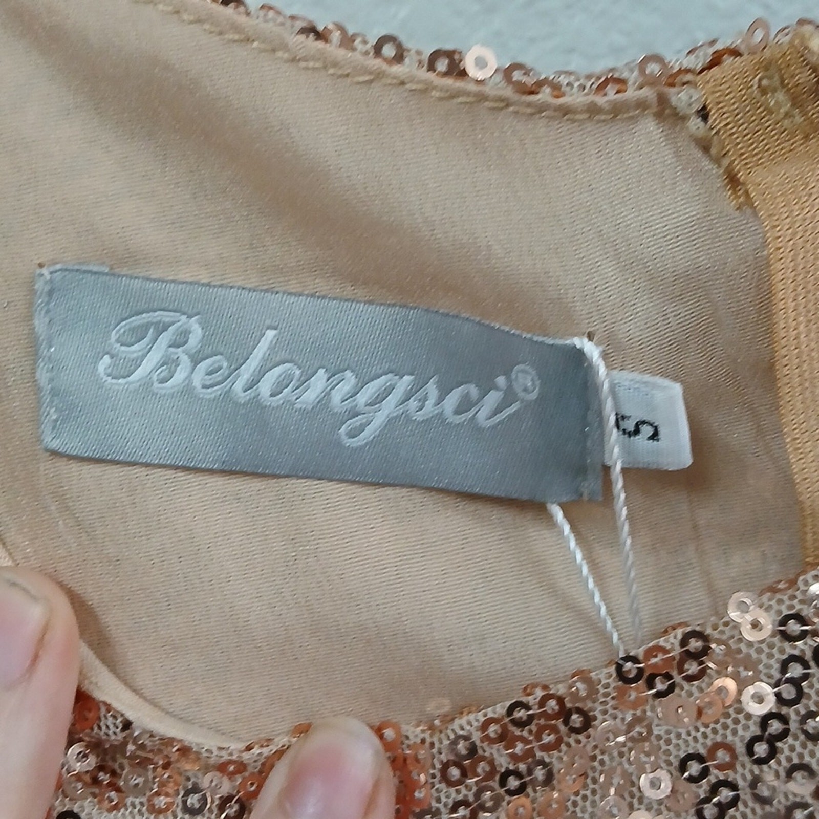 Belongsci Gold Sequin Sparkle Midi Dress Size Small