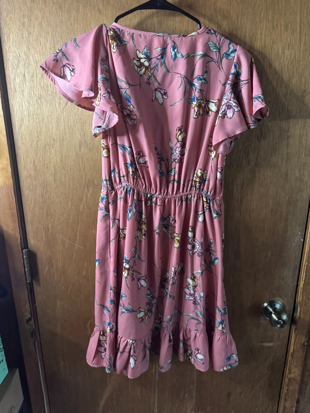 Xhilaration Womens Floral Flutter Sleeve Ruffle Mini Dress Pink XS Boho Summer