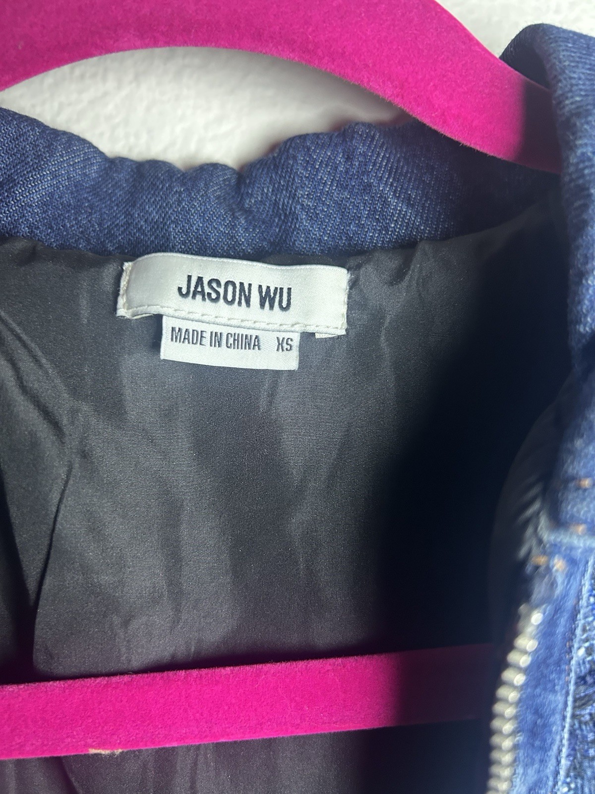 Jason Wu Blue Striped Denim Zip Front Collared Short Sleeve Mini Dress XS