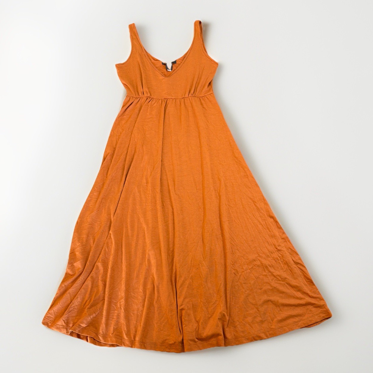 Banana Republic Sz Medium Orange Tank Dress V-neck polyester,Spandex,cotton