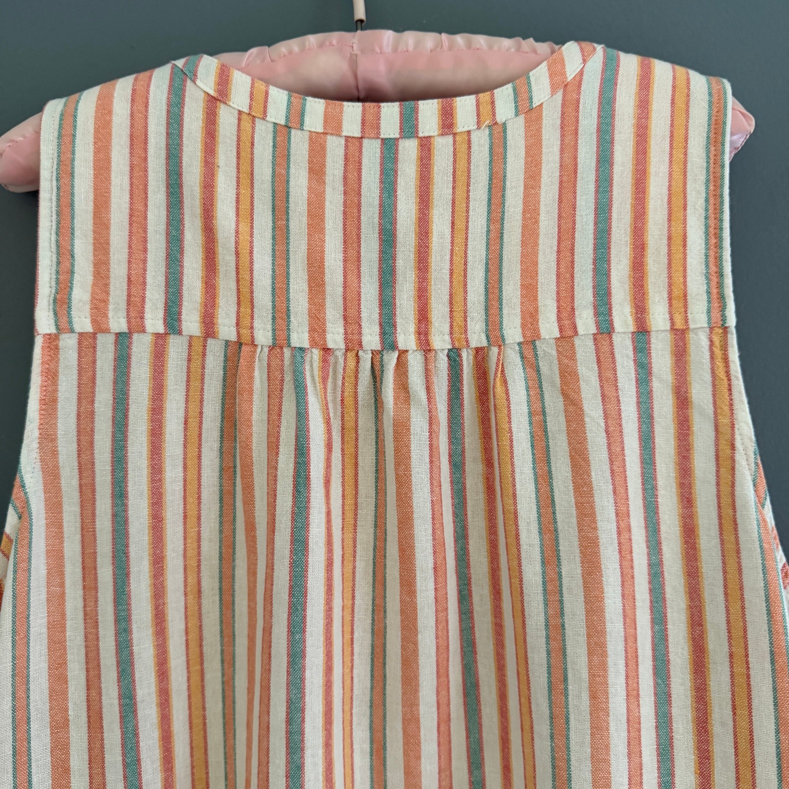 Sonoma Womens SZ LGE Striped Linen/Rayon Summer Dress w/Pockets & Pintucks