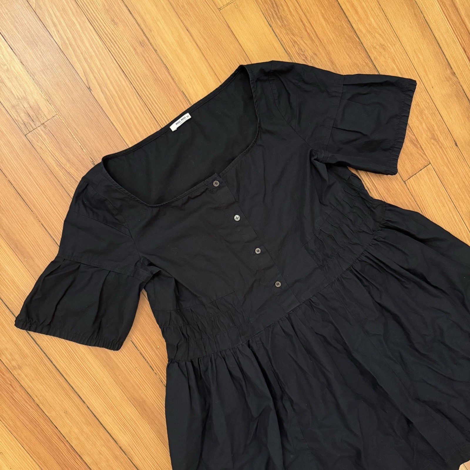 MIU MIU Black Dress Made In Italy Size 42 Cotton