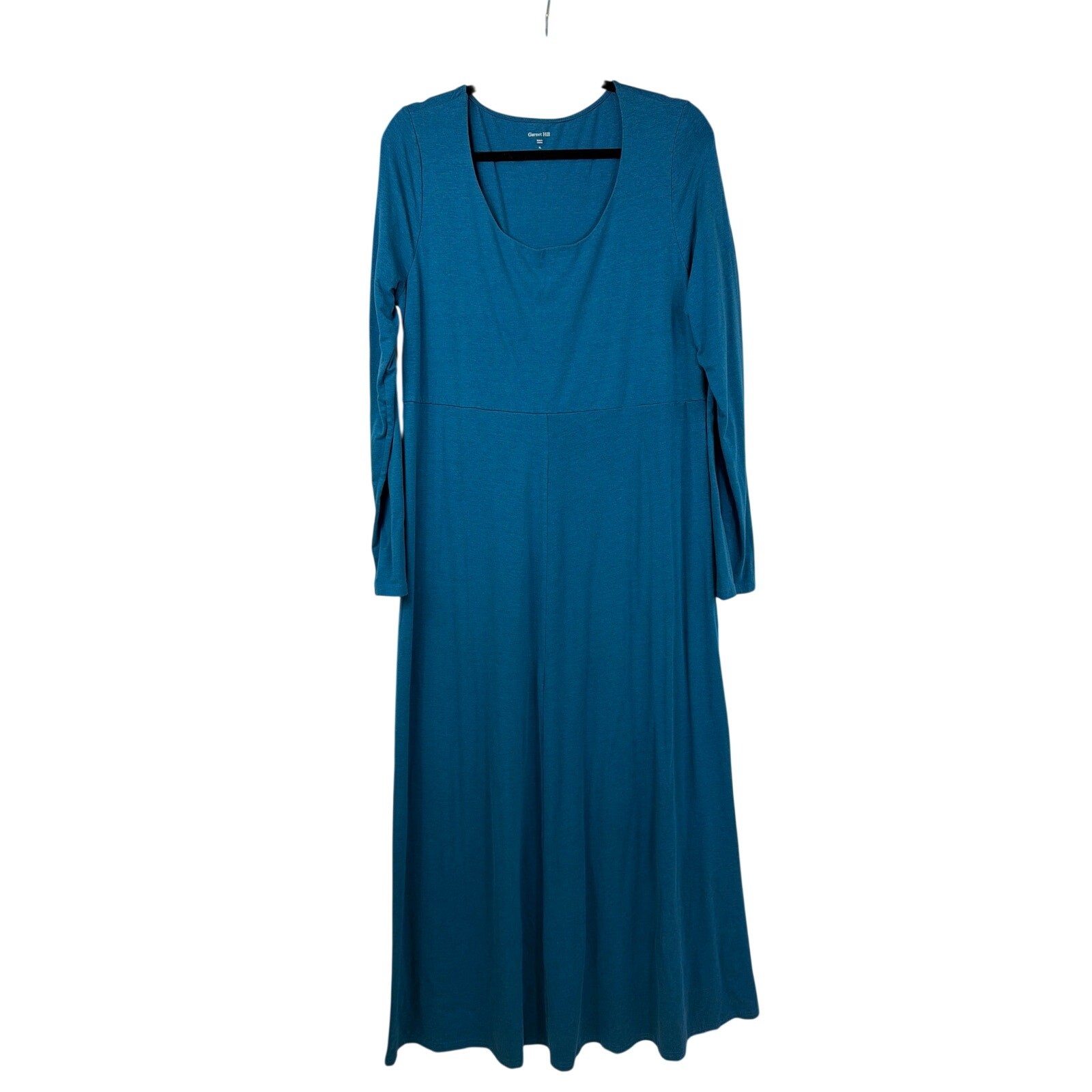 Garnet Hill Blue Scoop Neck Long Sleeve Maxi Dress Size XL Made in Ukraine