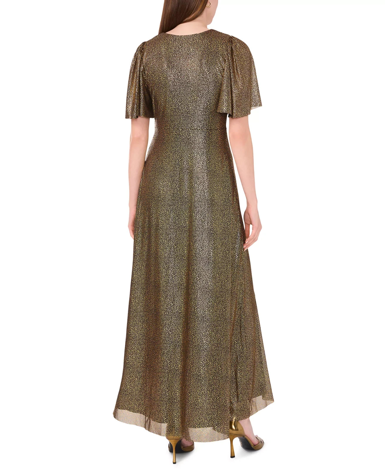 MSK Women’s Metallic V-Neck Flutter-Sleeve Gown MSRP $129