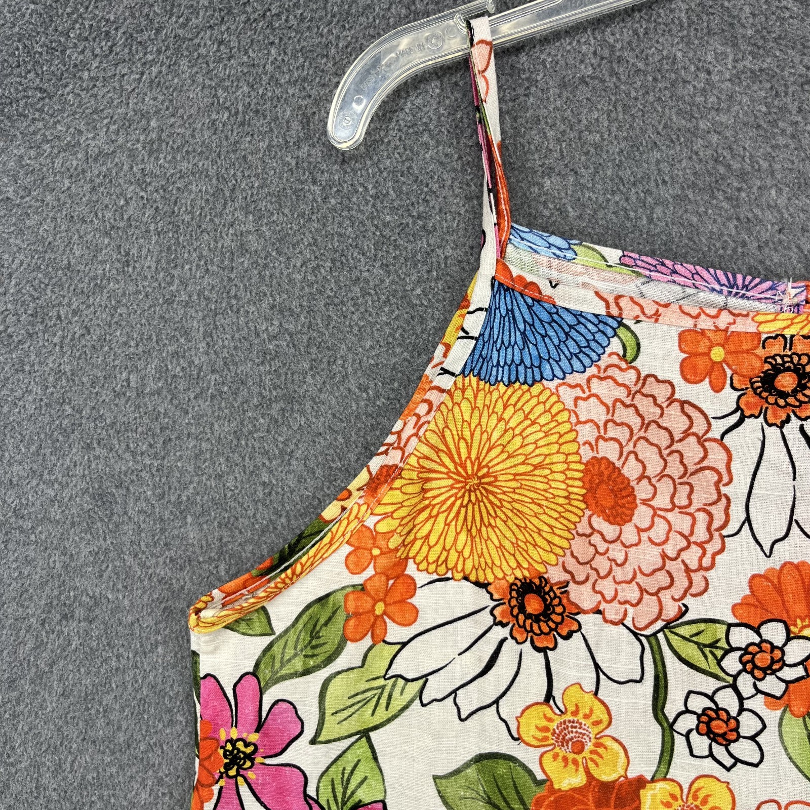 Lungo L’Arno Linen Blend Dress Womens Large Tropical Floral Print beach