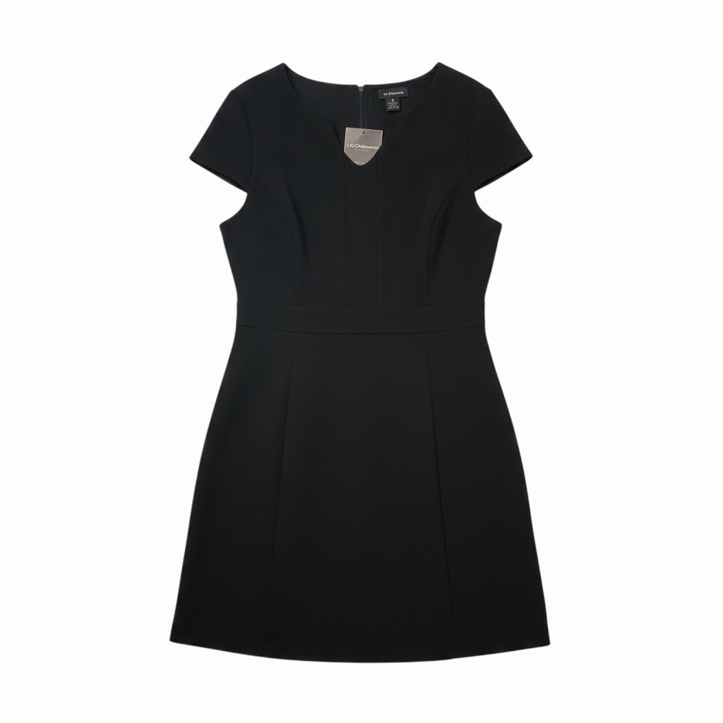 Liz Claiborne Women’s Black A-Line Midi Dress w Cap Sleeves, Size 18 NWT