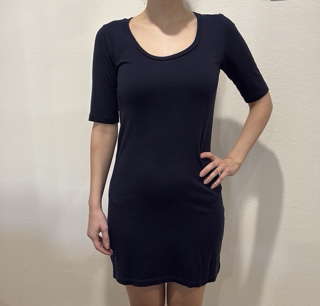 Bershka Navy Blue Basic Shirt Dress Size XS