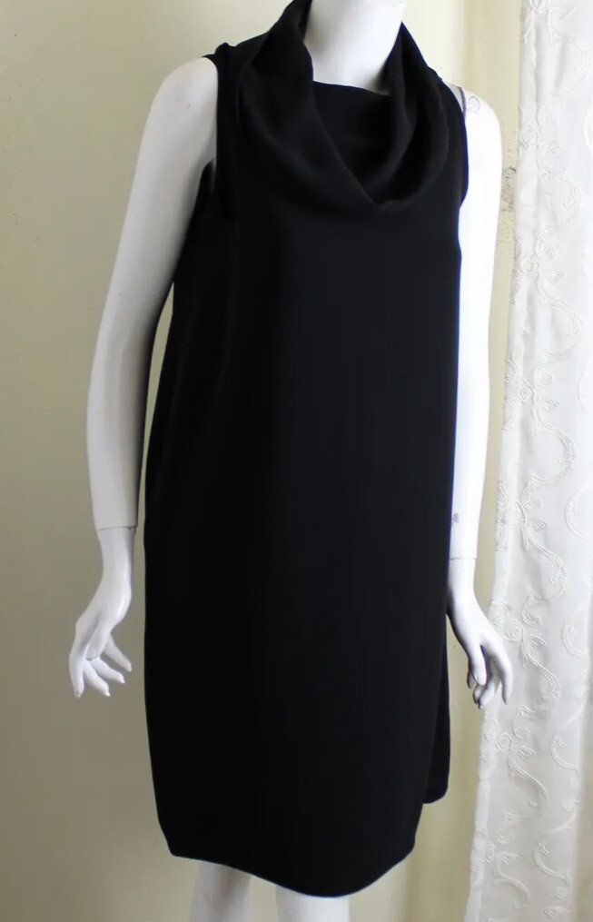 Zoran Sz L M 100% Heavy Opaque Silk Monk Cowl Sheath Style Dress Exquisite