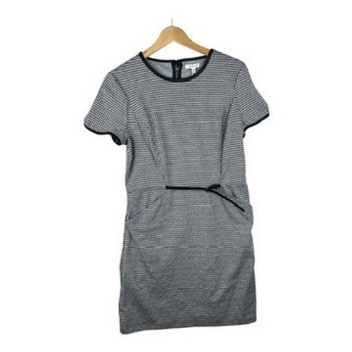 New Max Studio Houndstooth Short Sleeve Shift Dress size Large Black/White