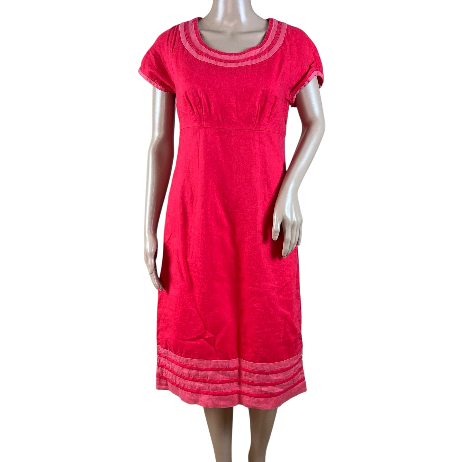 Boden Womens 100% Linen Lined Short Sleeve Sheath Dress Sz 10L