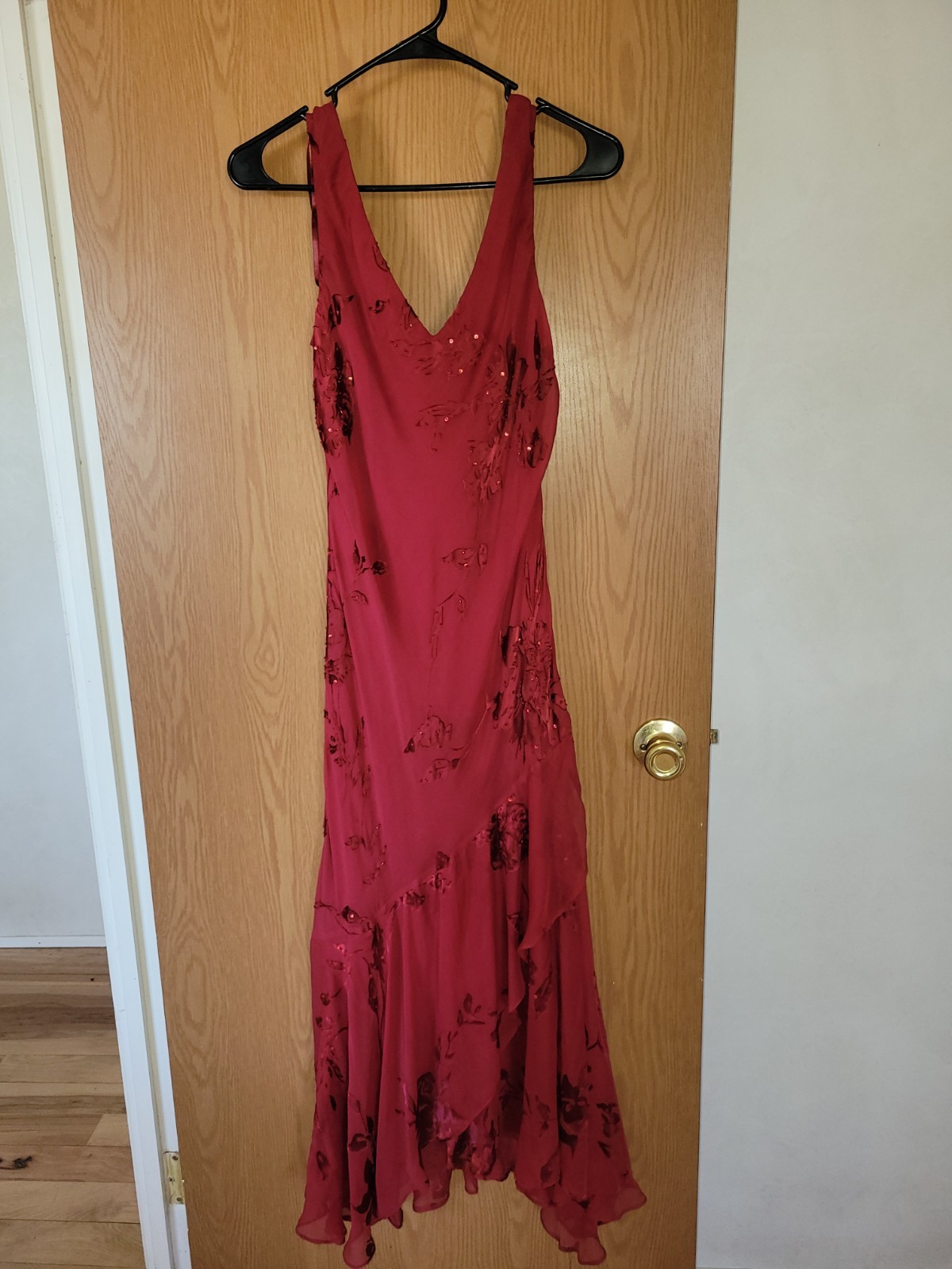 Alex Evenings Embellished Beaded Fuscia Red Evening Dress SIZE 8