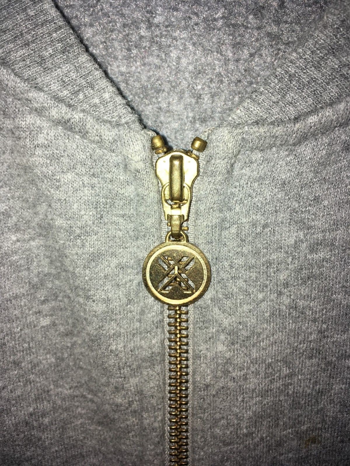 A/X Armani Exchange Woman’s Sz S Sexy Mini Dress Gray Front Zipper Gold Logo